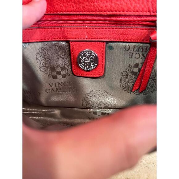 Vince Camuto Red Leather Silver Studded Embellished Clutch Evening Bag - Picture 8 of 12